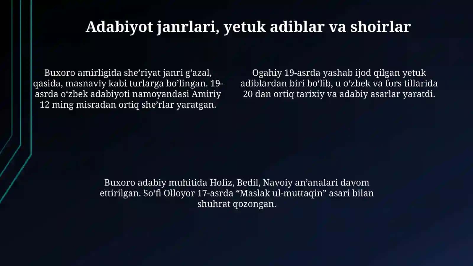 Buxoro amirligidagi adabiy muhit 4