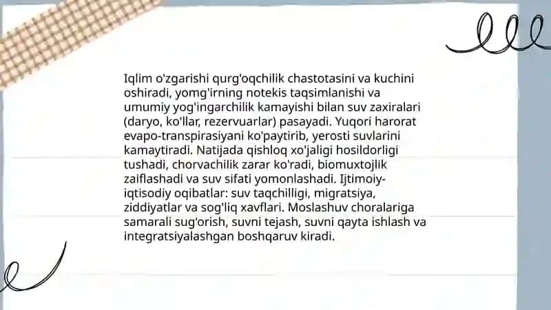 Suv tanqisligi va qurg'oqchilik muammolari 4