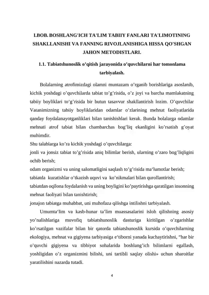 BOSHLANG'ICH TA'LIM TABIIY FANLARI TA'LIMOTINING SHAKLLANISHI VA FANNING RIVOJLANISHIGA HISSA QO'SHGAN JAHON METODISTLARI 4