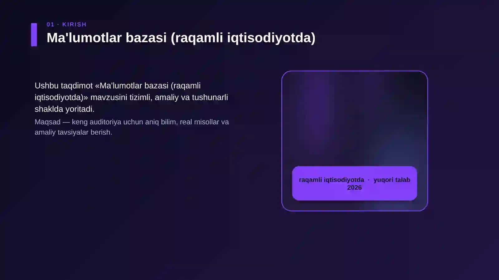 Maqsad — keng auditoriya uchun aniq bilim, real misollar va amaliy tavsiyalar berish 4