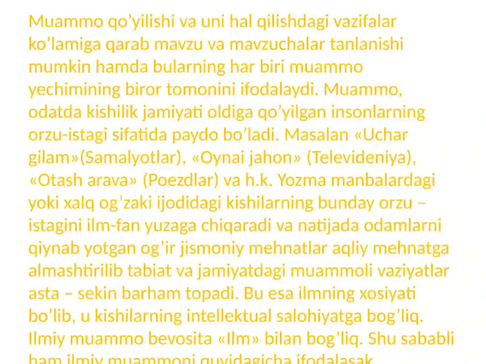 Ilmiy muammolarning vujudga kelishi va mantiqiy tuzilishi, ularning turlari va hal qilish 4