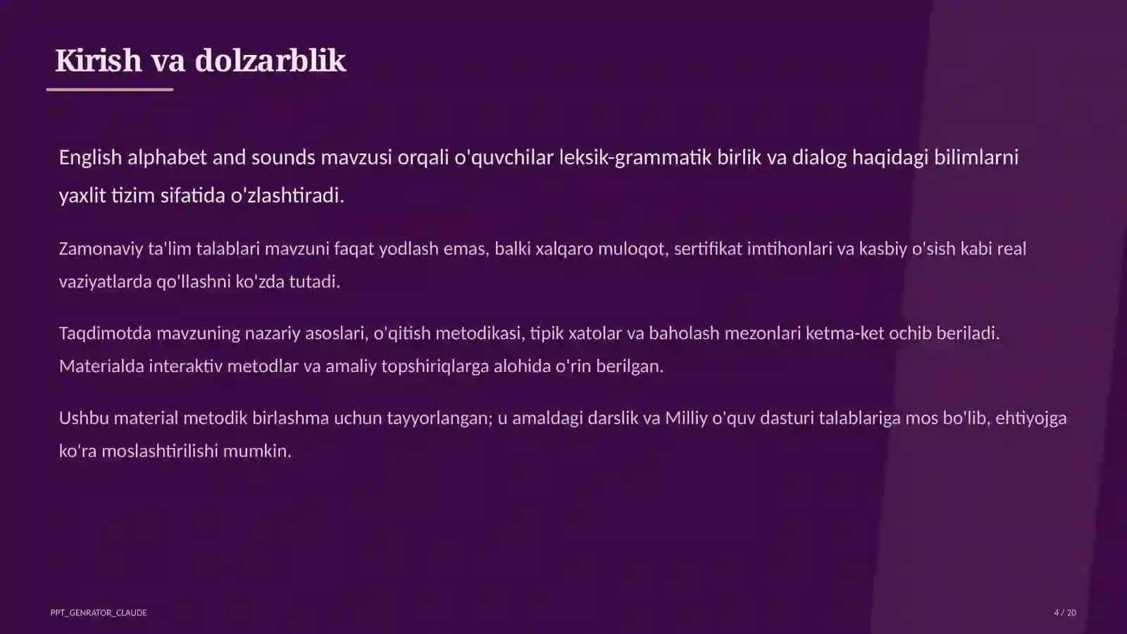 Ingliz tili (1– 11) — metodik birlashma uchun 4