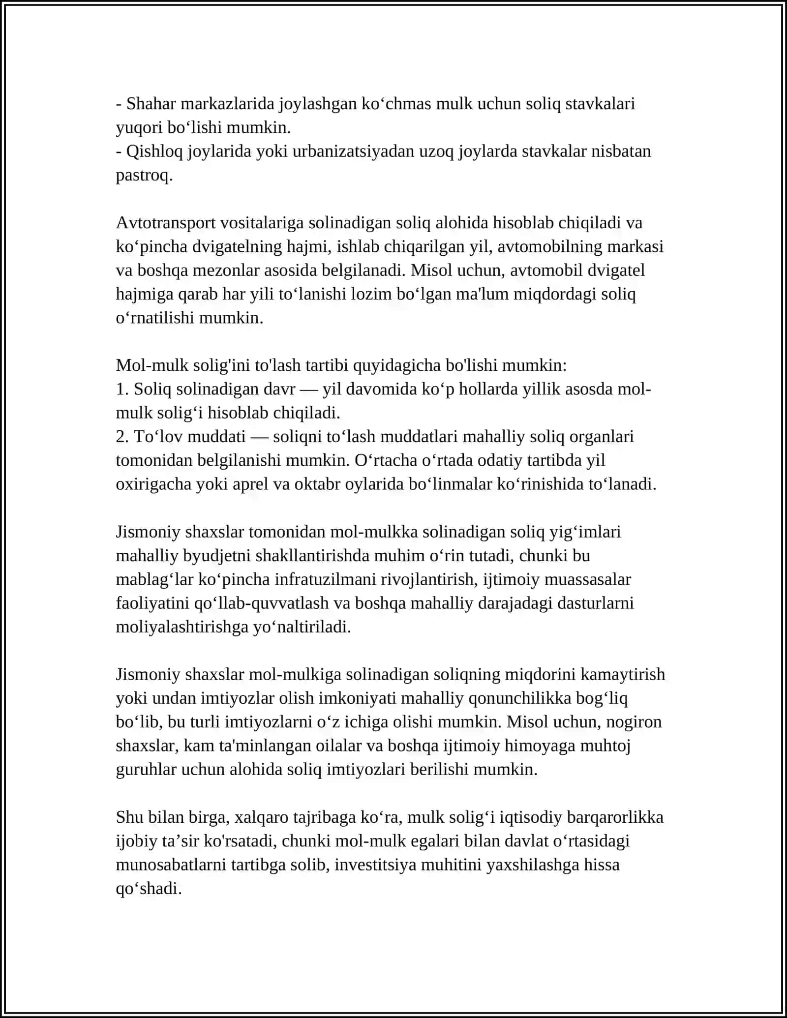 Jismoniy shaxslar mol-mulkiga solinadigan soliq tushunchasi 4
