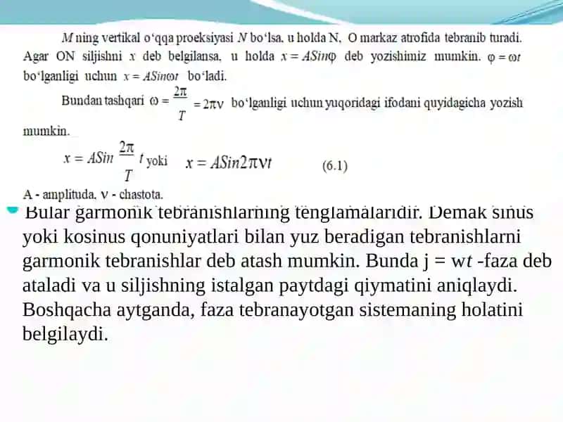 Mexanik tebranishlar va to'lqinlar 4