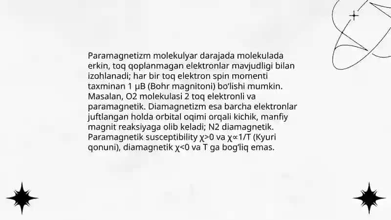 Molekulalarning magnit xususiyati 4