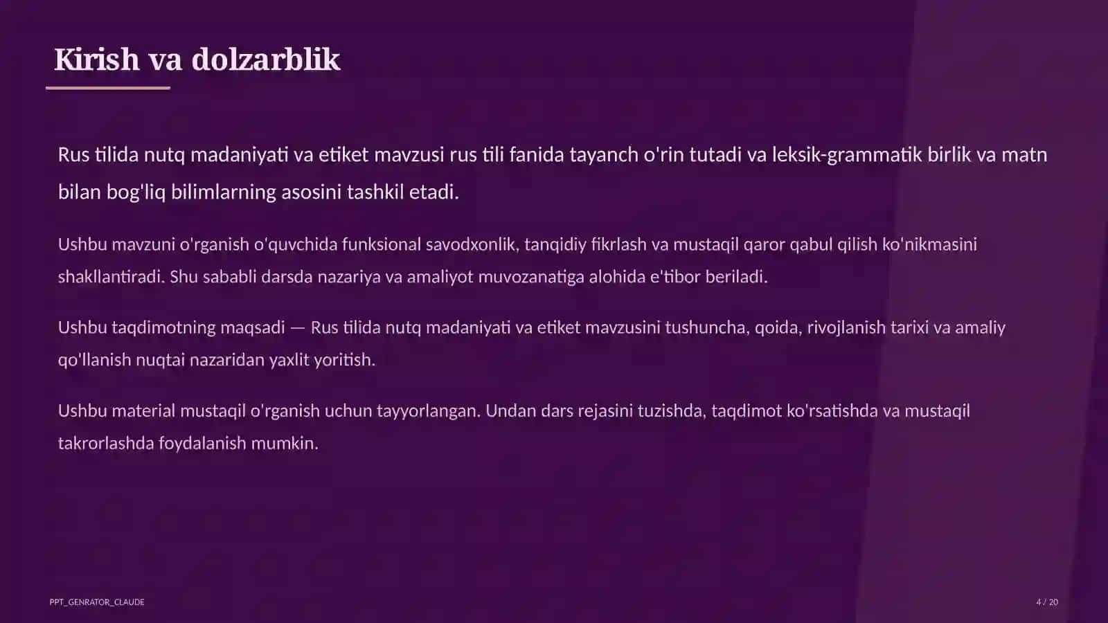 Rus tilida nutq madaniyati va etiket (11-sinf) 4