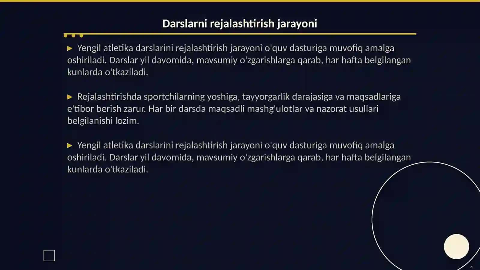 Yengil atletika darslarni tashkil etish va õtkazish 4