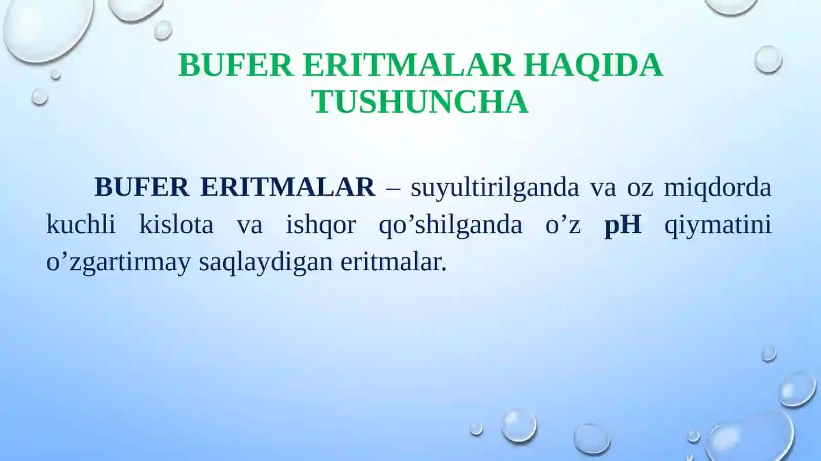 TIBBIY KIMYO FANI KISLOTA – ASOSLI MUVOZANAT. BUFER ERITMALAR 4