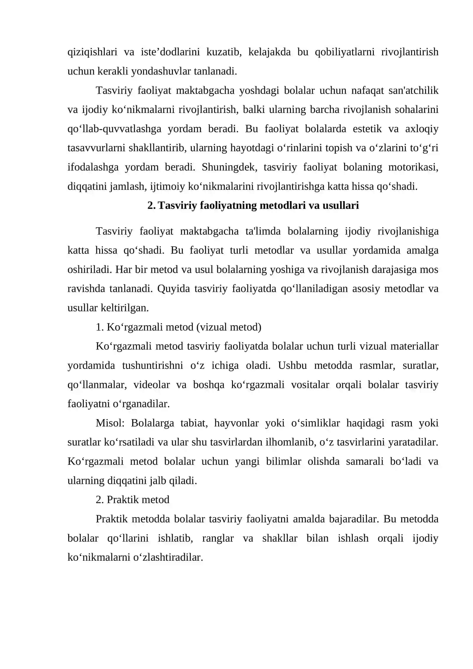 Tasviriy faoliyat MTTda bolalar bilan olib boriladigan taʼlim tarbiyaviy ishning bir qismi sifatida 4