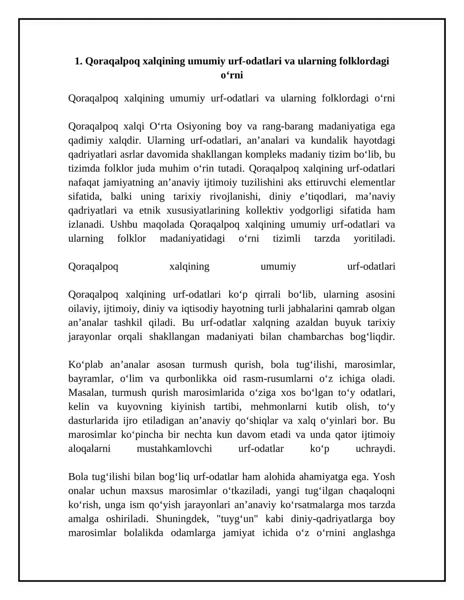 Qoraqalpoq xalqining urf odatlariga boĝliq folklori va etnografik meroslari 4