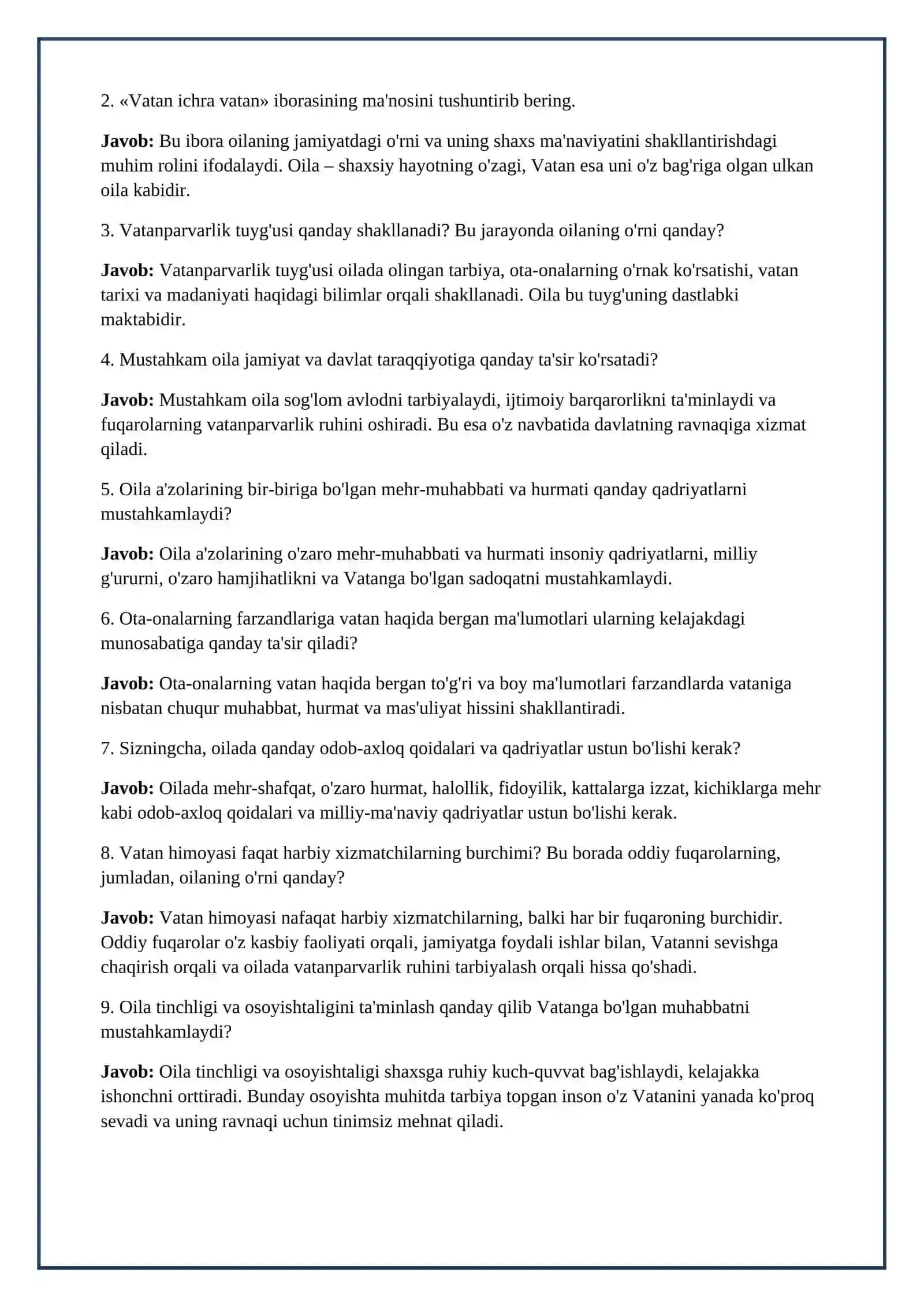 Lesson on Oila vatan ichra vatan.Oila va vatan tuyg`usi 4