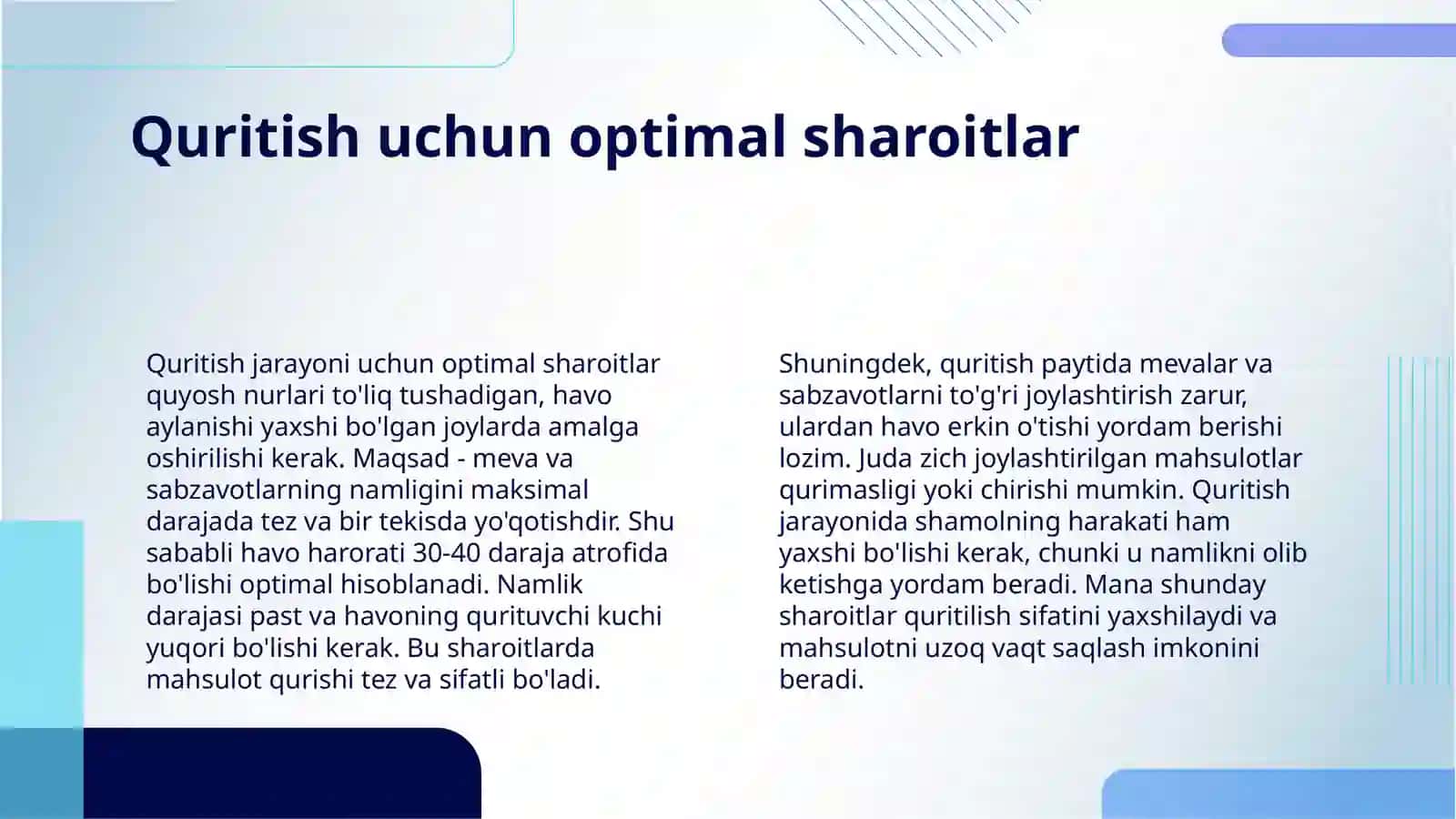 MEVA – UZUM VA SABZAVOTLARNI TABIIY USULDA QURITISH 4