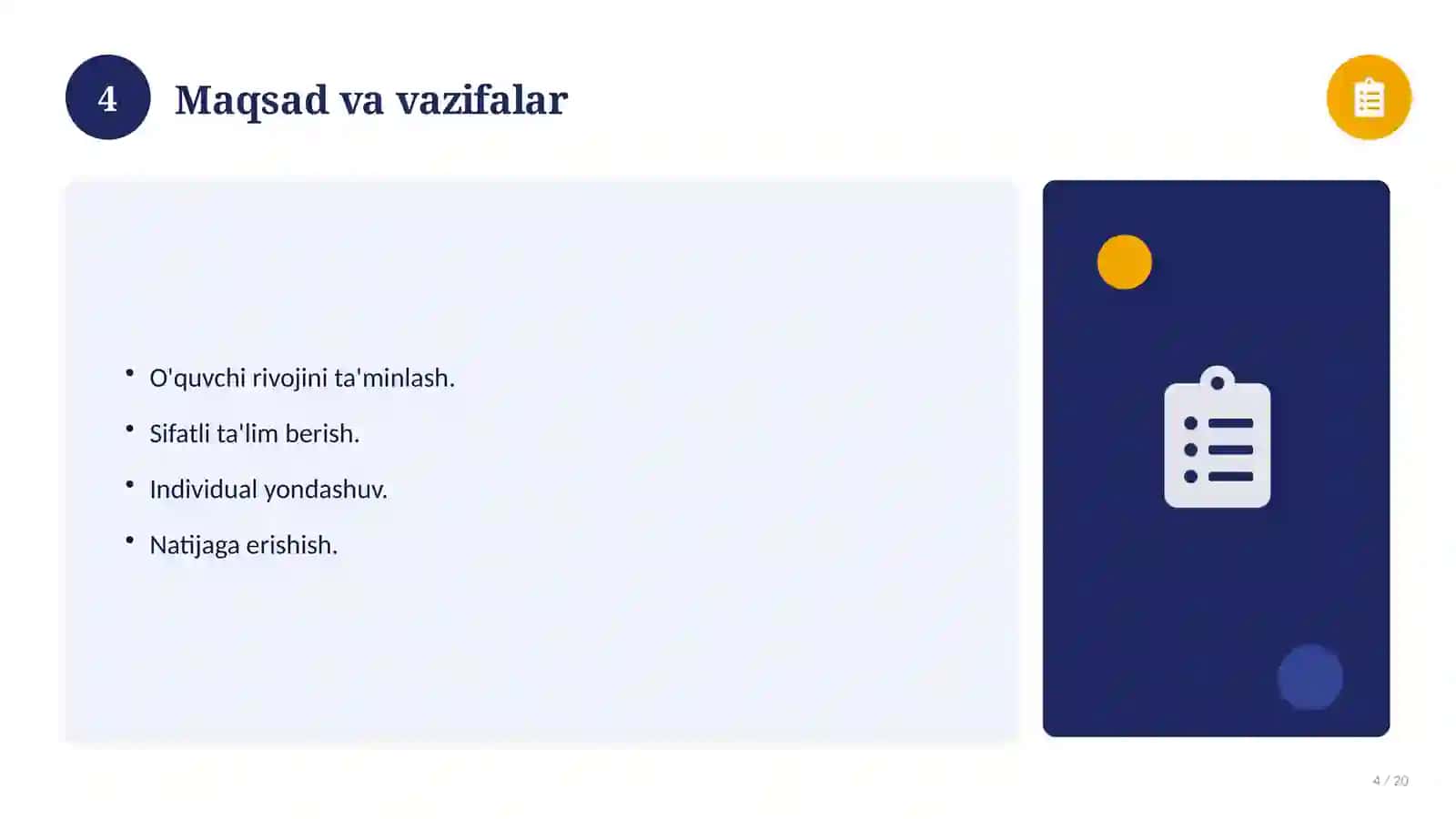 Interfaol ta'lim metodlari — samaradorligi tahlili (Pedagogik loyiha) 4