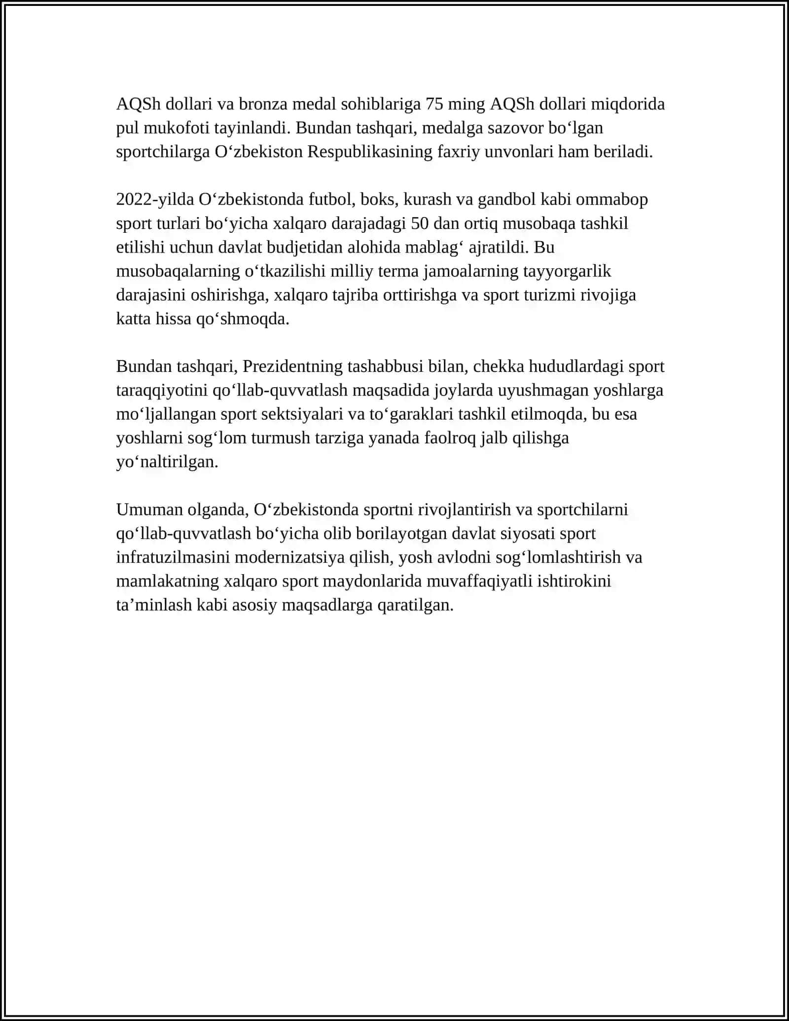 O'ZBEKISTON RESPUBLIKASI PREZIDENTINING PARALIMPIYA SPORTCHILARI E'TIBORI 4