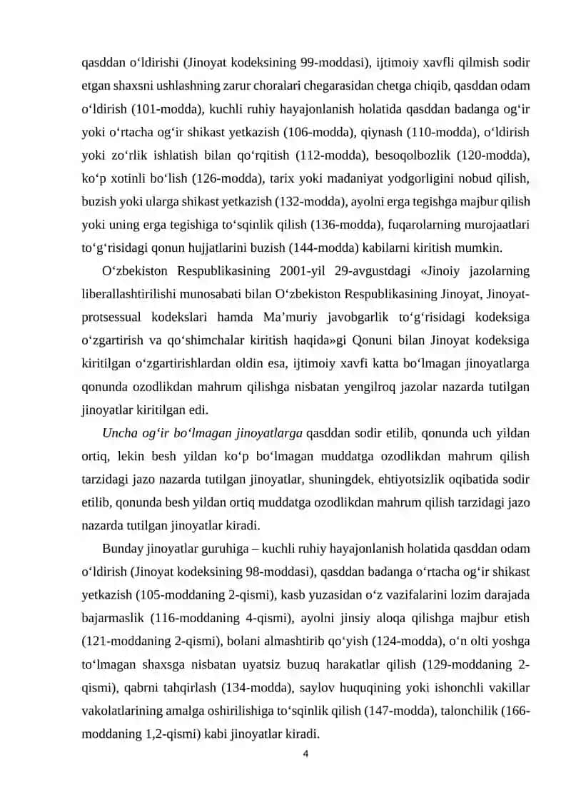 O`ta oğir jinoyatlarga tasnif 4