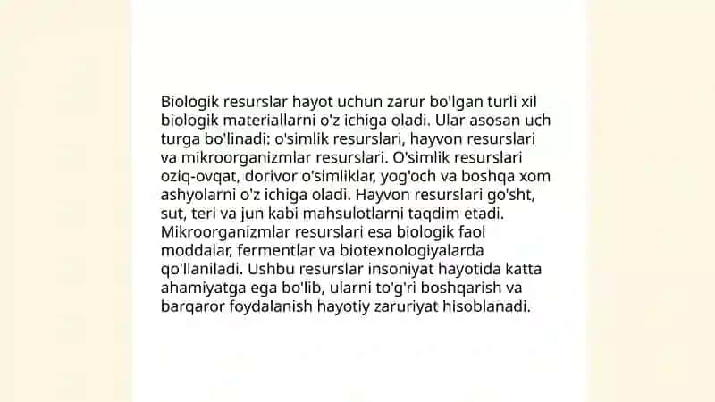 Biologik resurslardan foydalanish va ularni muhofaza qilish 4