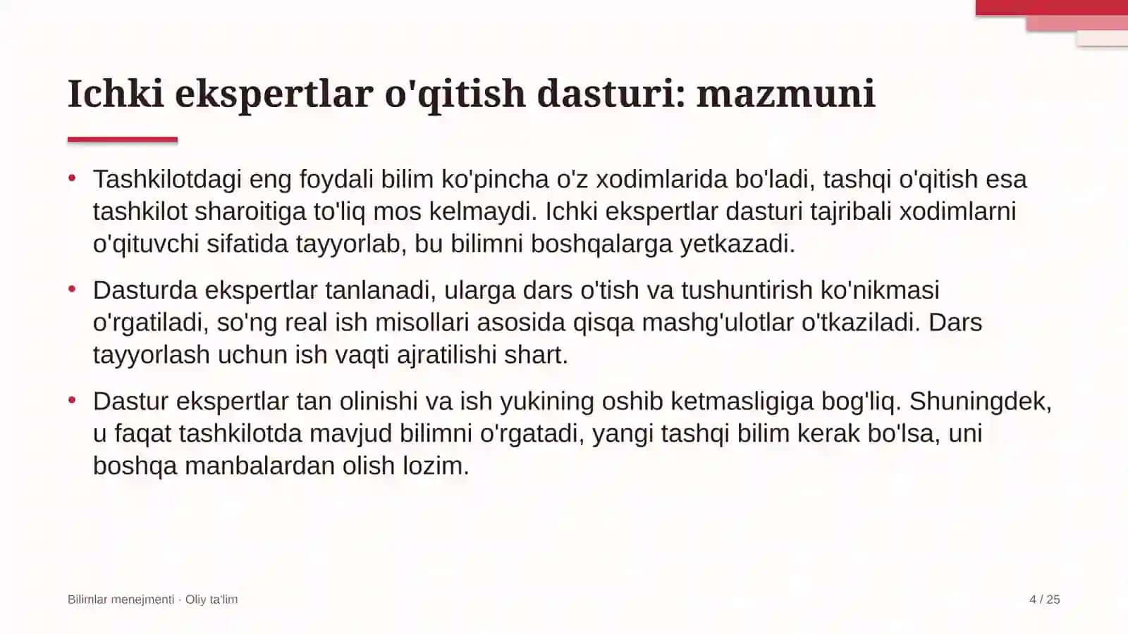 Bolalar musiqa va san'at maktablarida ichki ekspertlar o'qitish dasturini tashkil etish 4