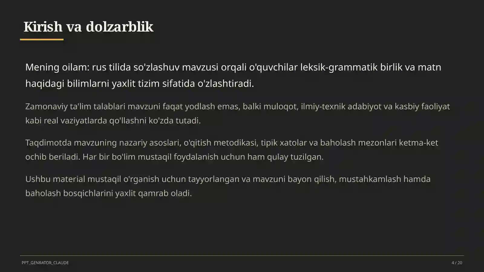 Mening oilam: rus tilida so'zlashuv (3-sinf) 4