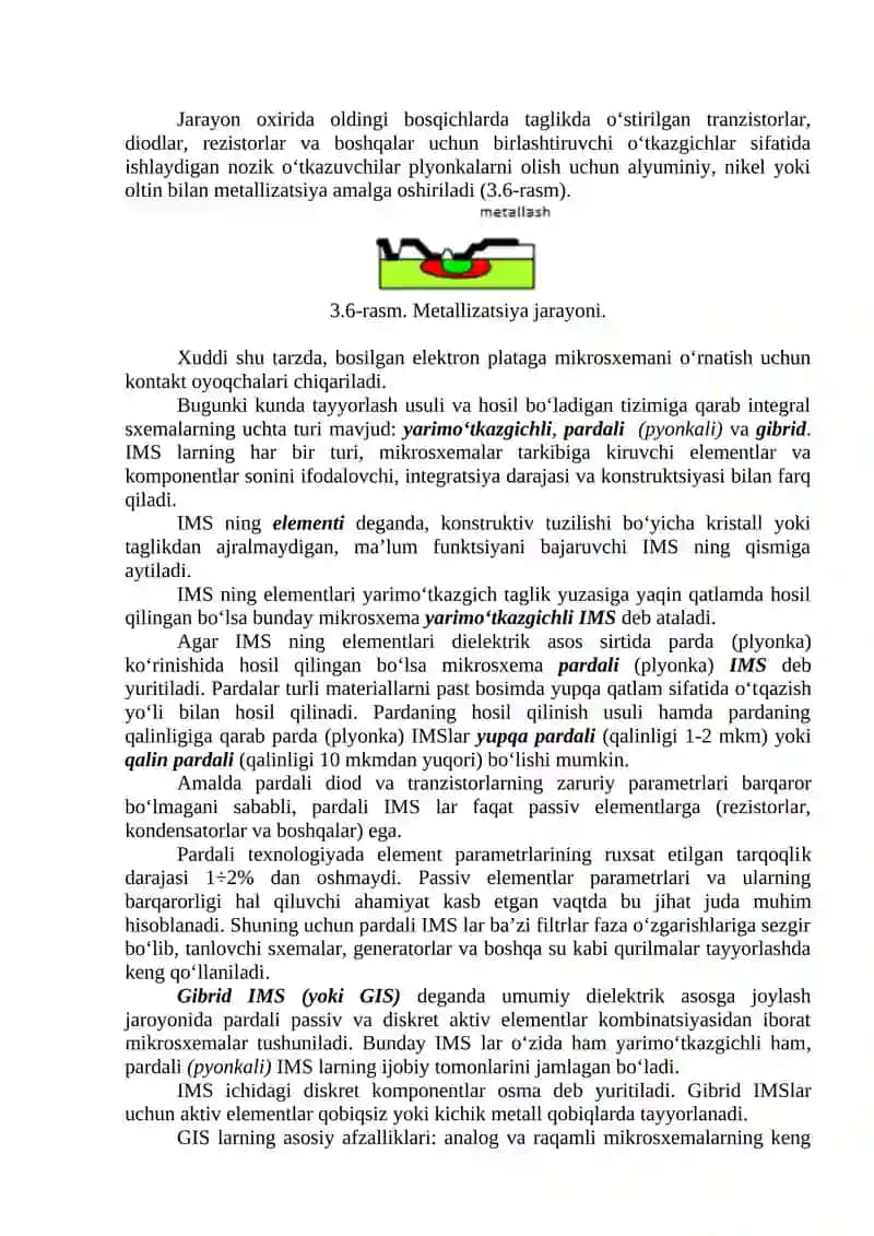 Integral mikrosxema tayyorlash texnologiyasi 4