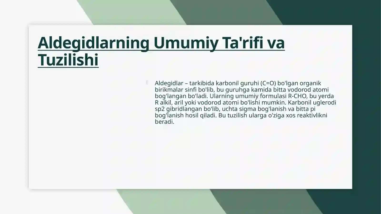 Aldegidlarning Tuzilishi va Funktsional Guruhi 4