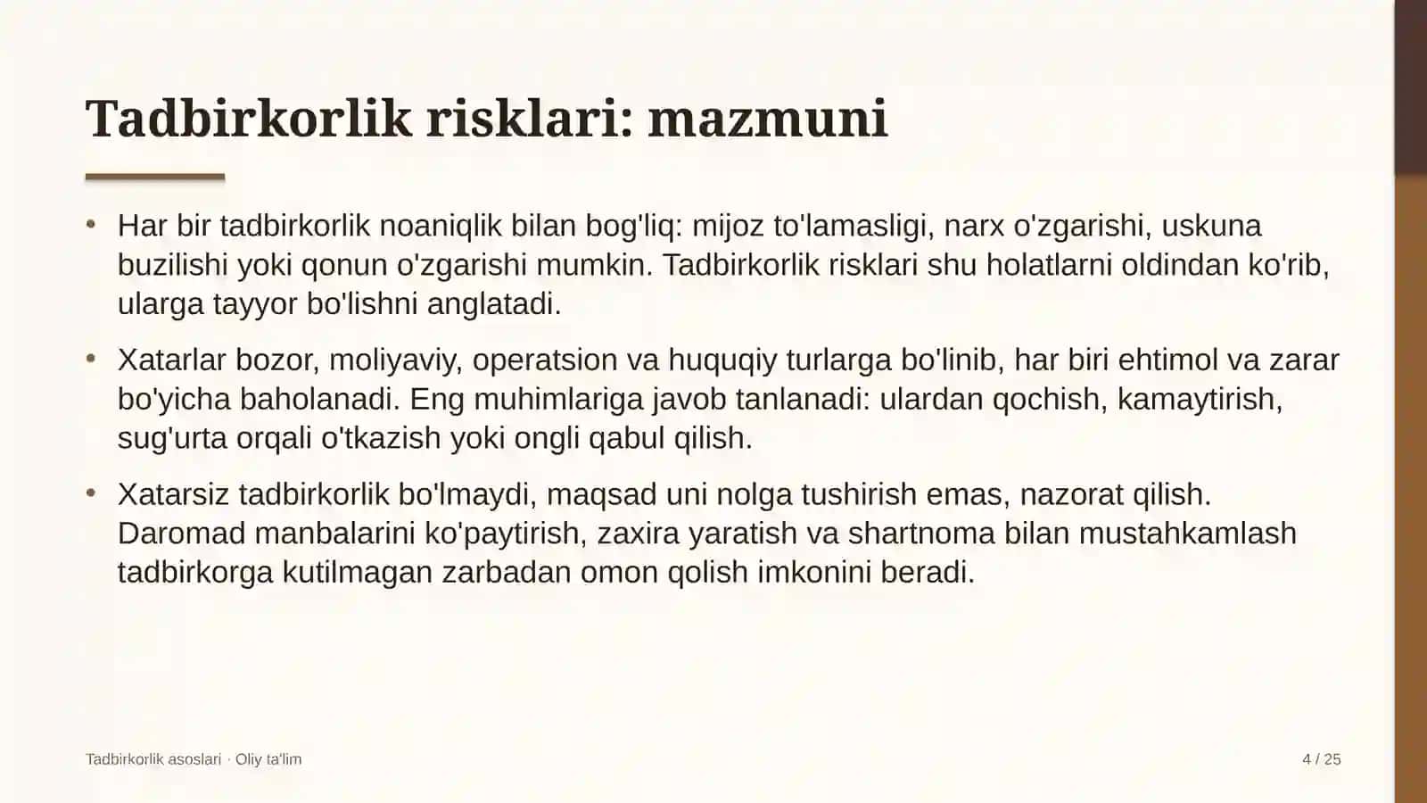 Erkin iqtisodiy zonalarda tadbirkorlik risklari 4