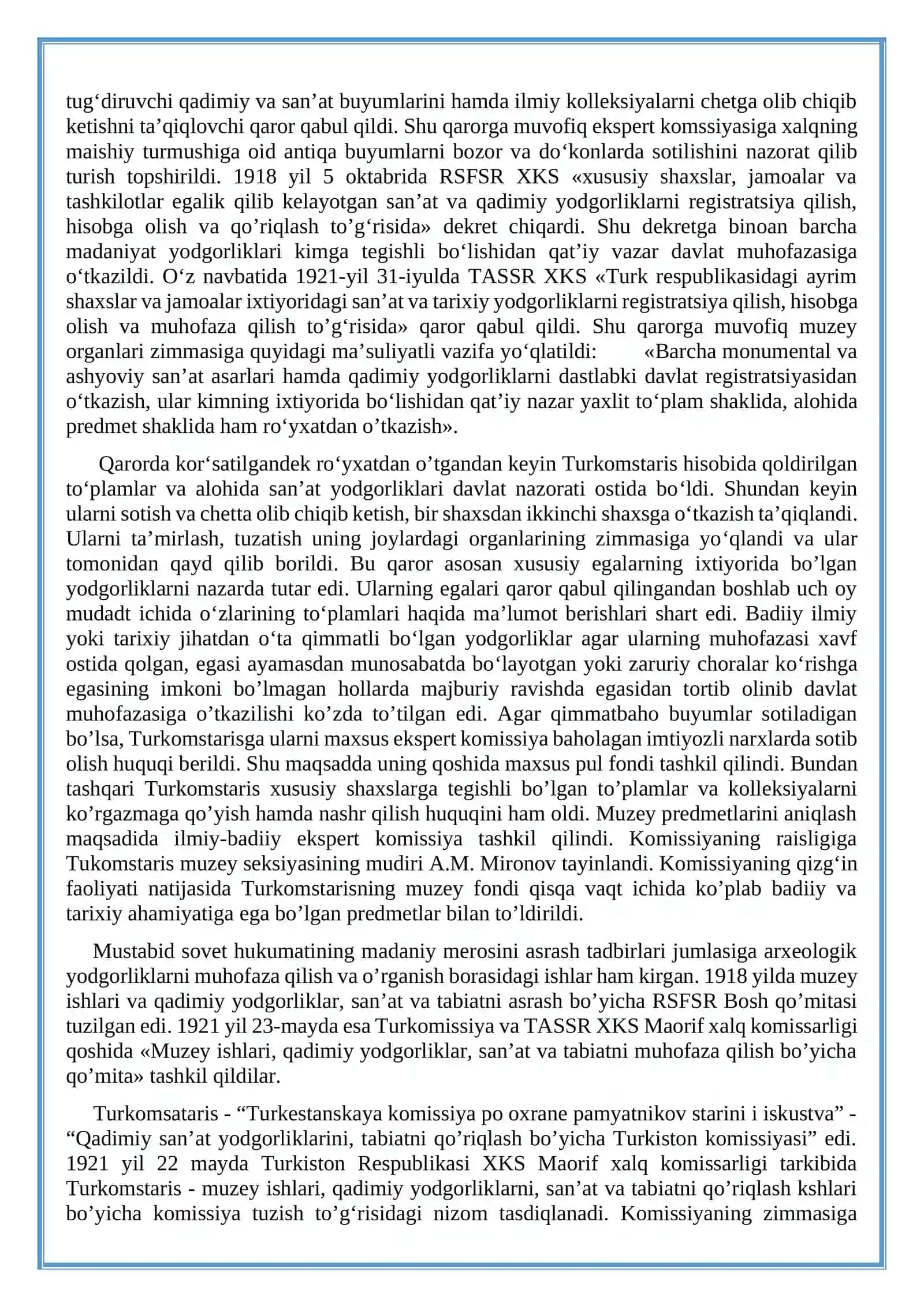 O’rta Osiyoda Rus bosqini davrida madaniy boyliklarni talon-taroj qilinishi 4