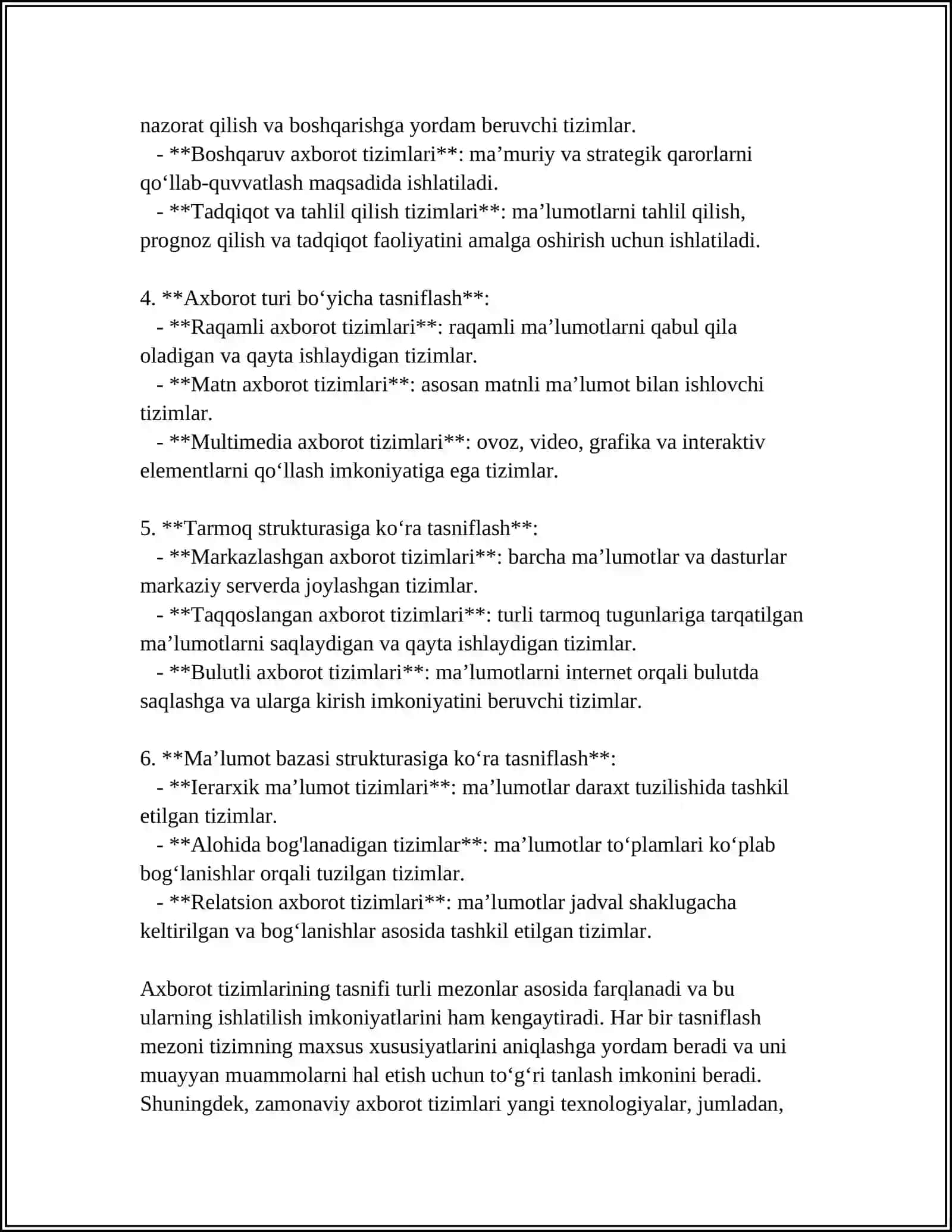 AXBOROT TAMINOTINING TASNIFI BOSHQARUV TAHLILI 4