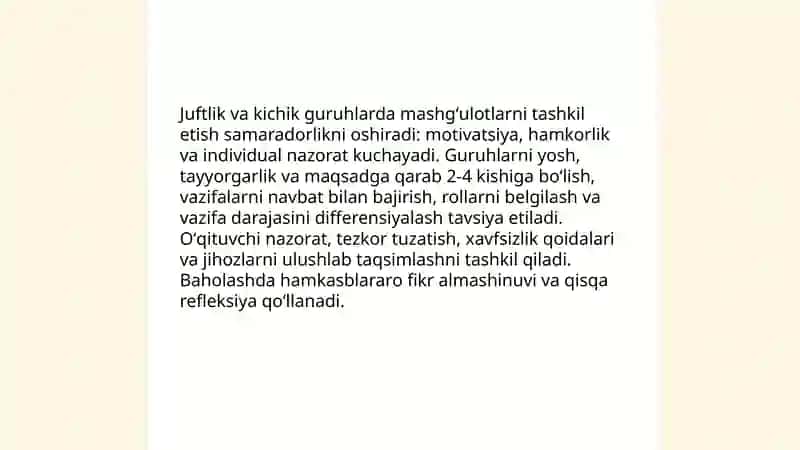 Jismoniy tarbiya darslarida oʻquvchilar faoliyatini tashkil etish shakllari 4