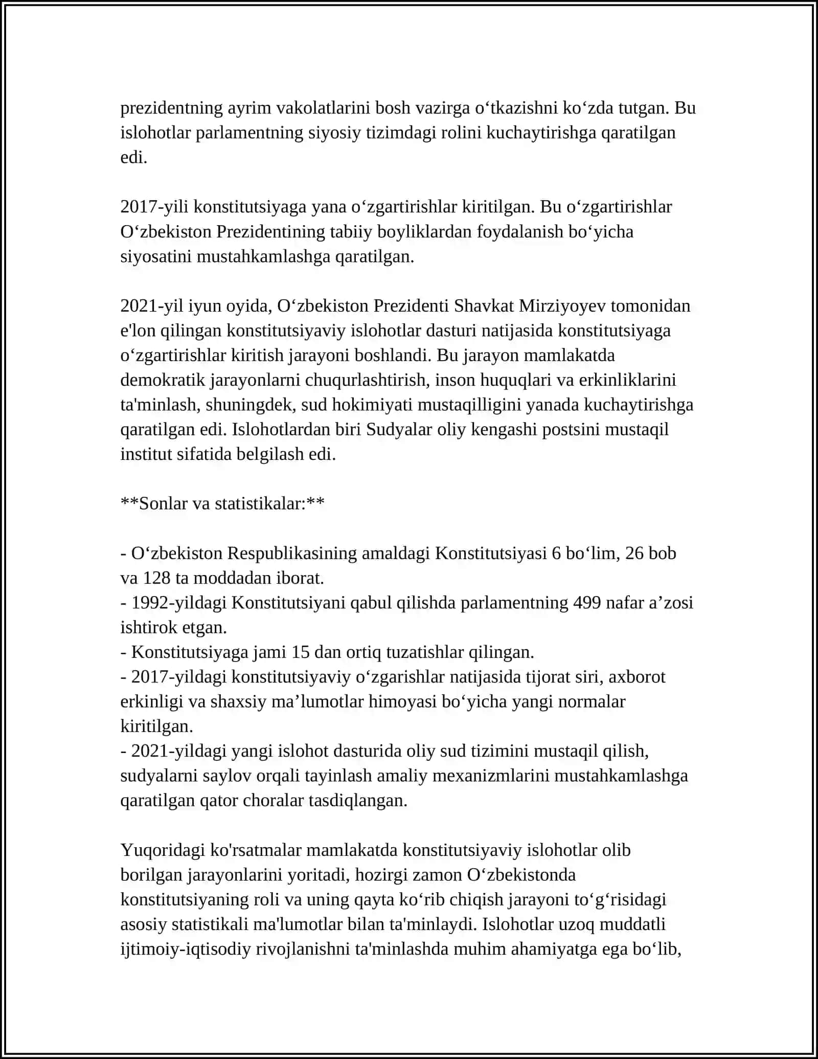 MUSTAQILLIK YILLARIDA DAVLAT BOSHQARUVI TIZIMIDA AMALGA OSHIRILGAN ISLOHOTLAR 4