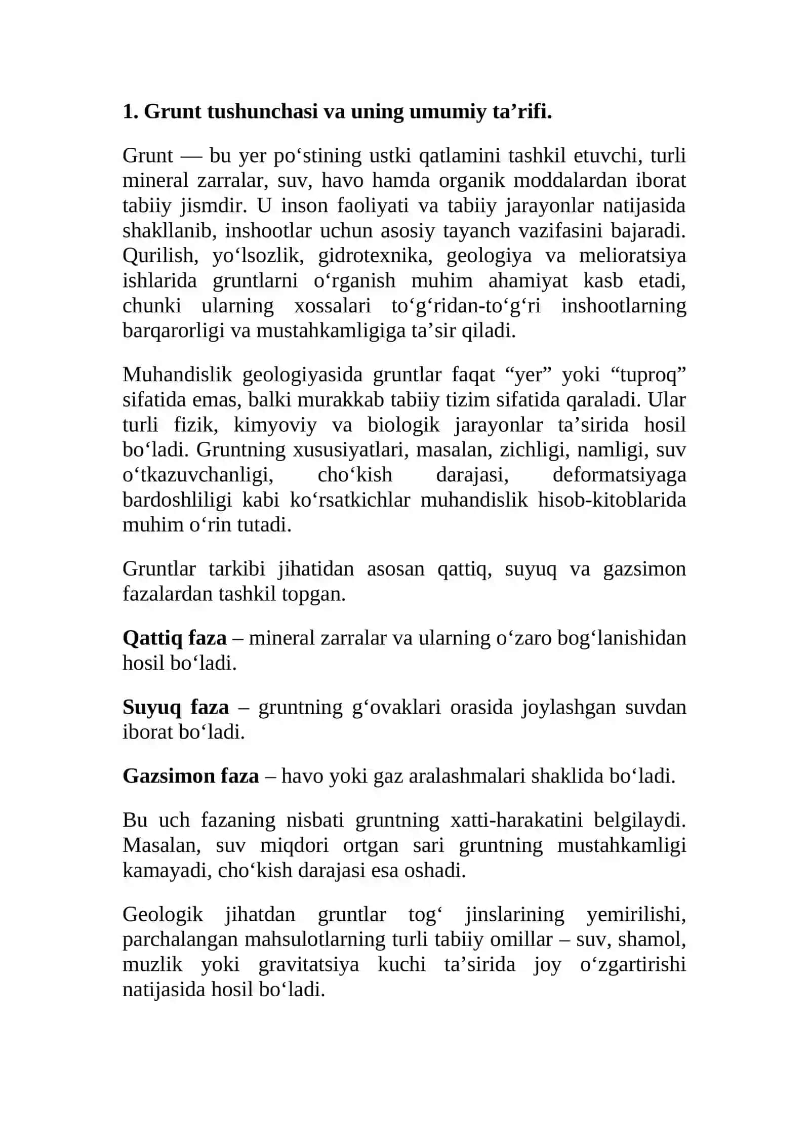 Gruntlarning geologik tasnifi va ularning muhandislik ahamiyati 4