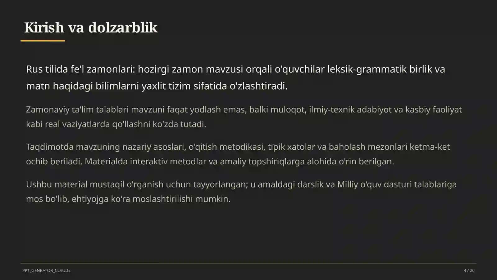 Rus tilida fe'l zamonlari: hozirgi zamon (4-sinf) 4