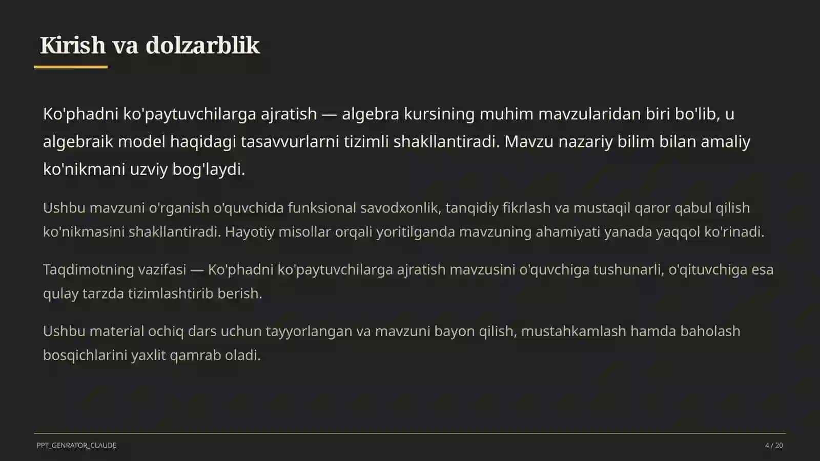 Ko'phadni ko'paytuvchilarga ajratish (7-sinf) 4