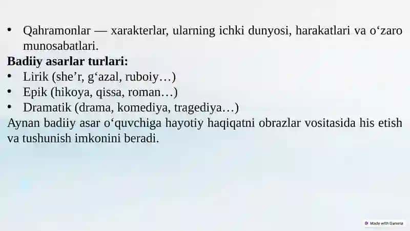 Badiiy asarni tahlil qilish 4