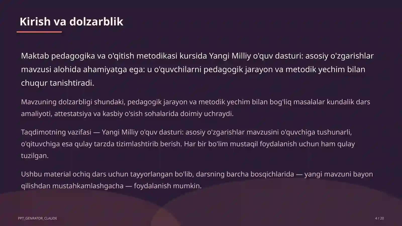 Yangi Milliy o'quv dasturi: asosiy o'zgarishlar 4