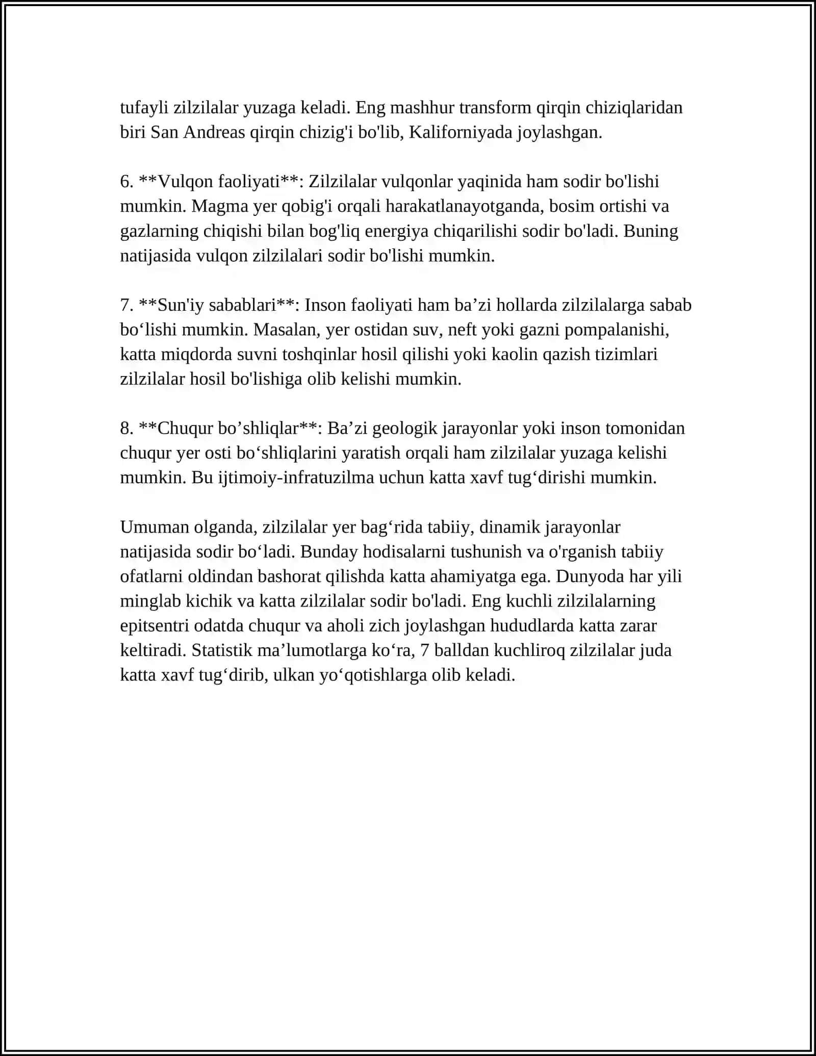 ZILZILALAR VA ULARNING NAMOYON BO'LISH XUSUSIYATLARI 4