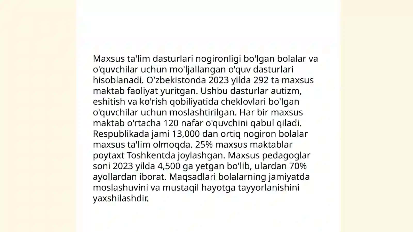 Aqliy va ruhiy rivojlanishida nuqsoni boʻlgan bolalar taʼlim tarbiyasi 4