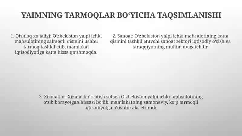 O`Zbekiston Respublikasida Yaimning Ishlab Chiqarish Tarkibi Tahlili 4