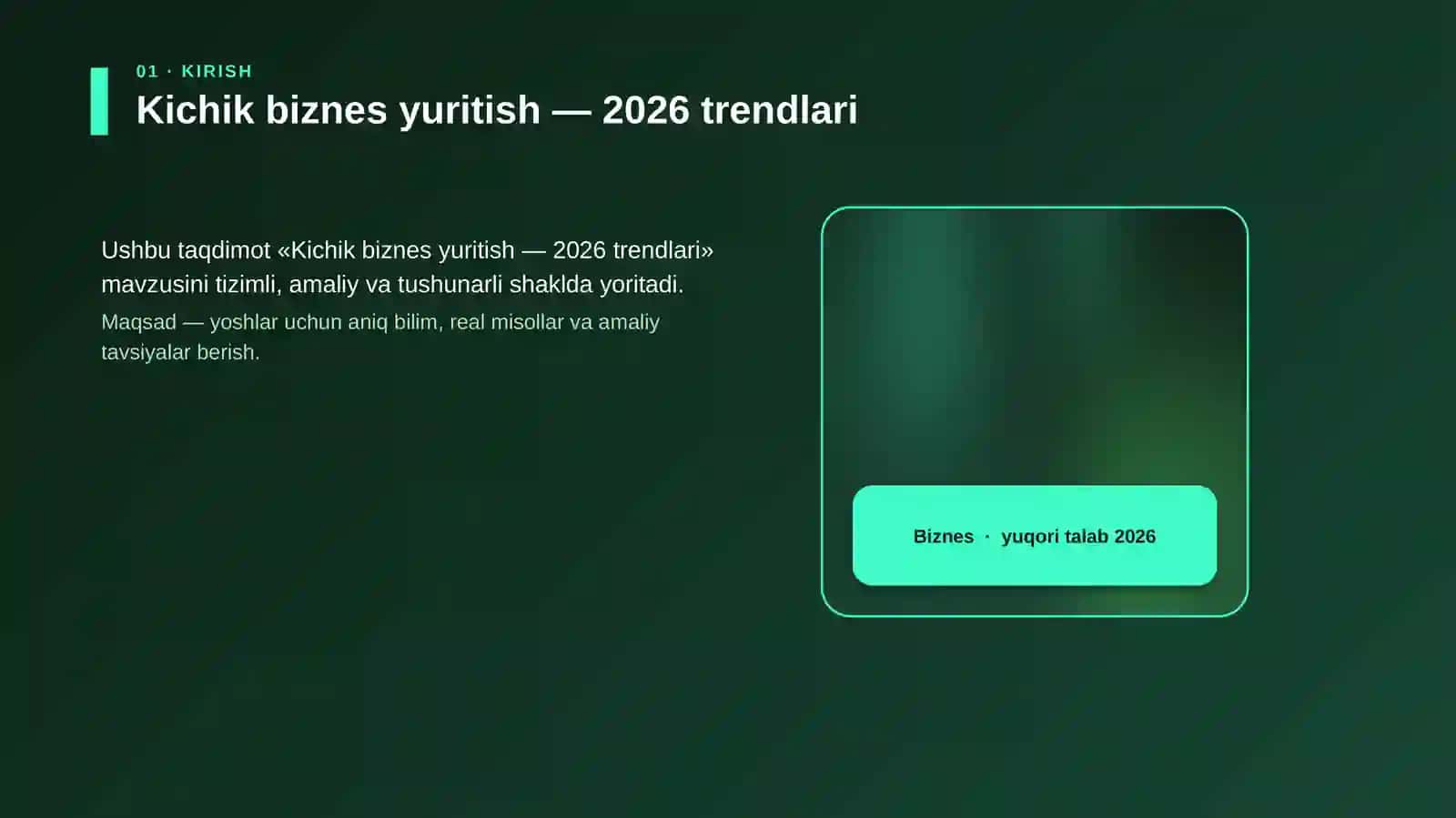 Kichik biznes yuritish — 2026 trendlari 4
