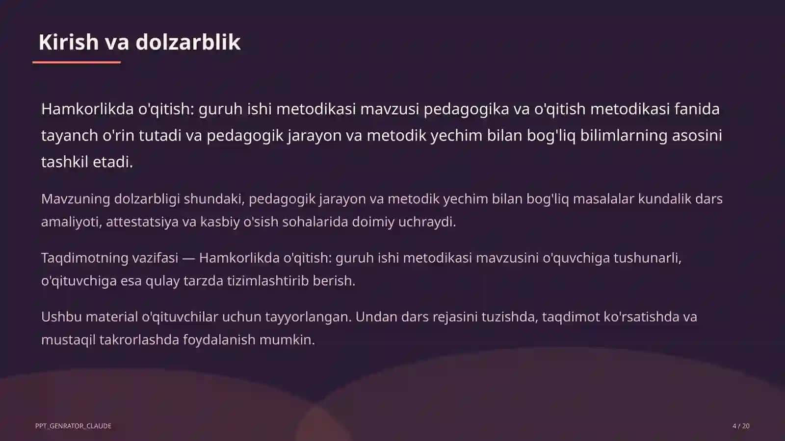 Hamkorlikda o'qitish: guruh ishi metodikasi 4