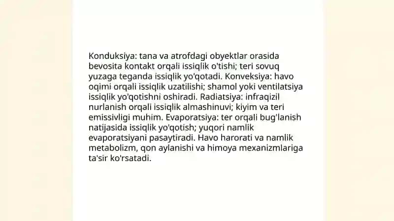 Biologik jarayonlar termodimakisi.Tirik tizimlarga havo -haroratining taʼsiri 4