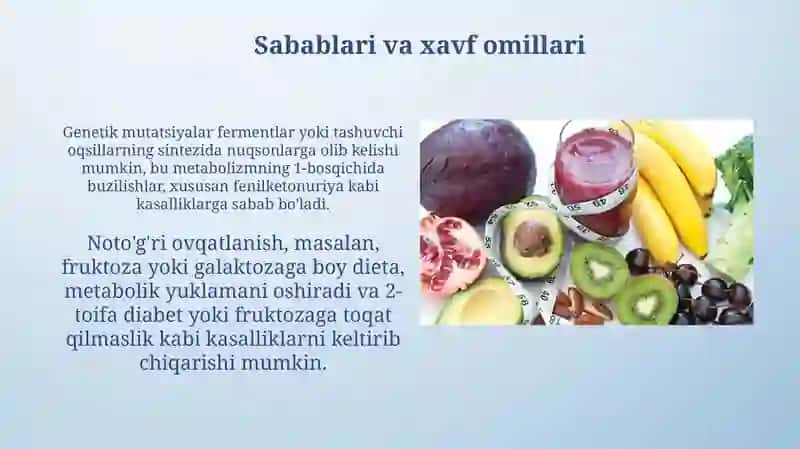 Metabolik kasalliklar: Ta'rif va tasnif 4