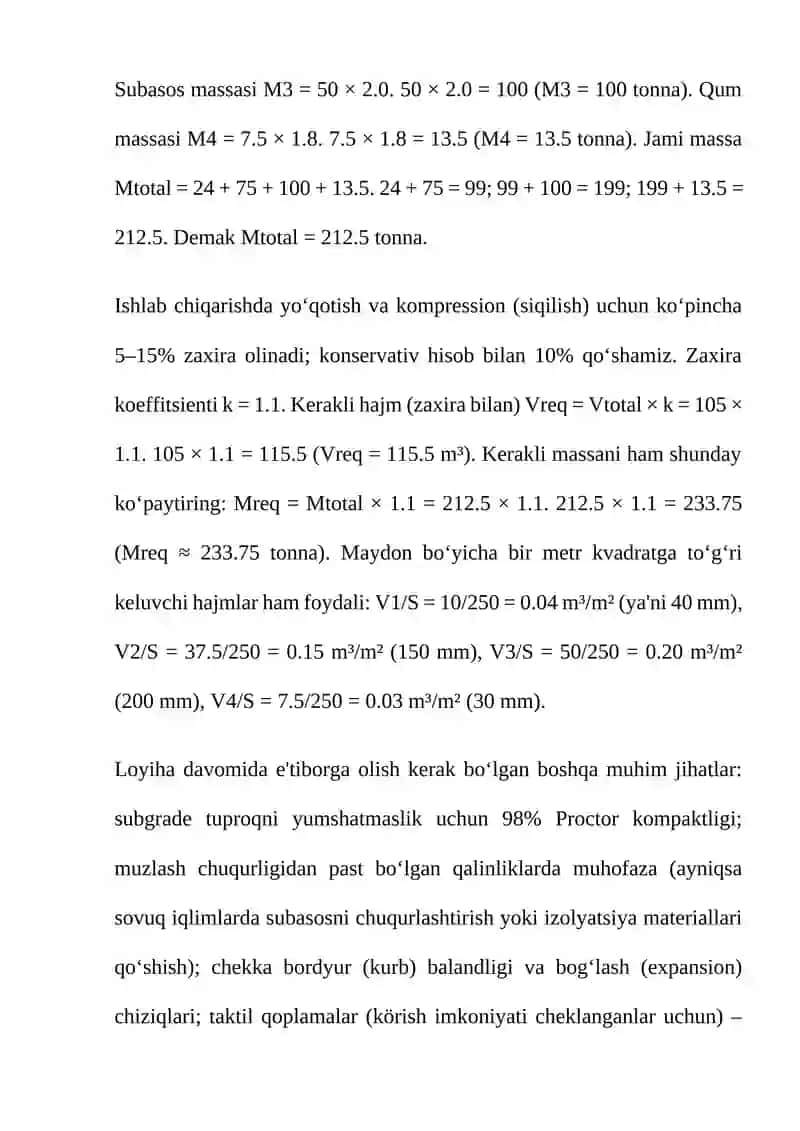 Trotuarlar va yo'lovchi yo'lkalar konstruksiyalarini hisoblash 4