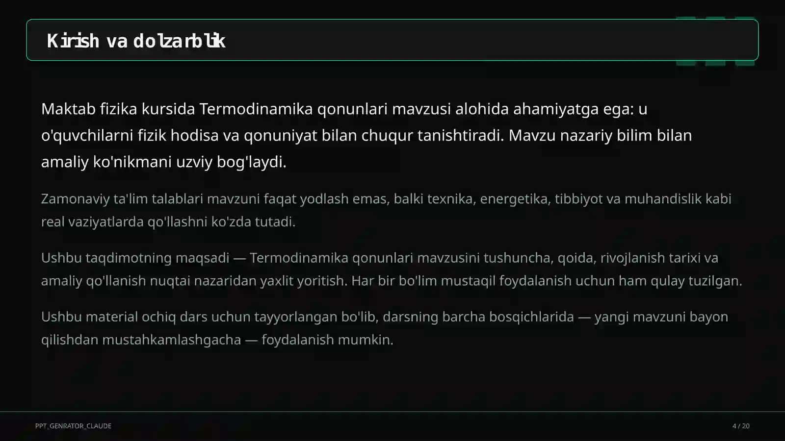 Termodinamika qonunlari (10-sinf) 4