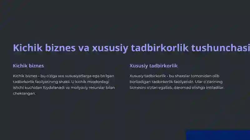 Kichikbiznes va xususiy tadbirkorlik 4