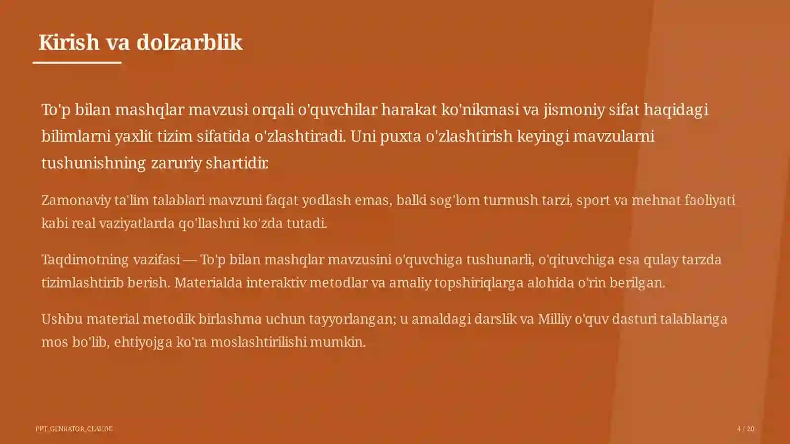 To'p bilan mashqlar (2-sinf) 4
