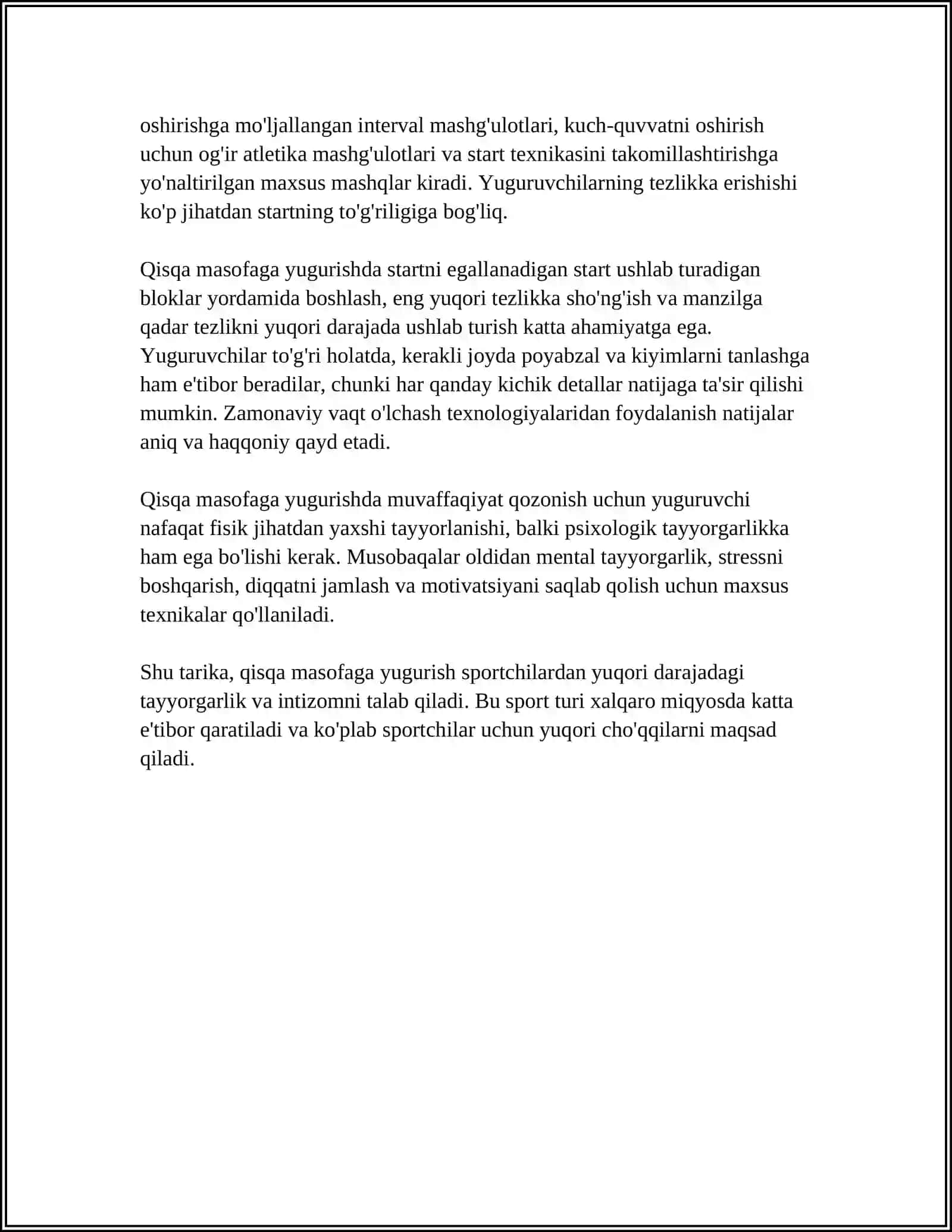 QISQA MASOFAGA YUGURISH TEXNIKASINI O‘RGATISH 4