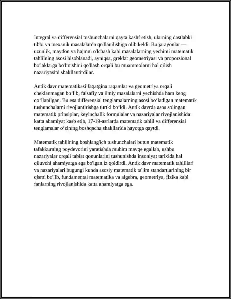 Matematik tahlil va differensial tenglamalar tarixi 4
