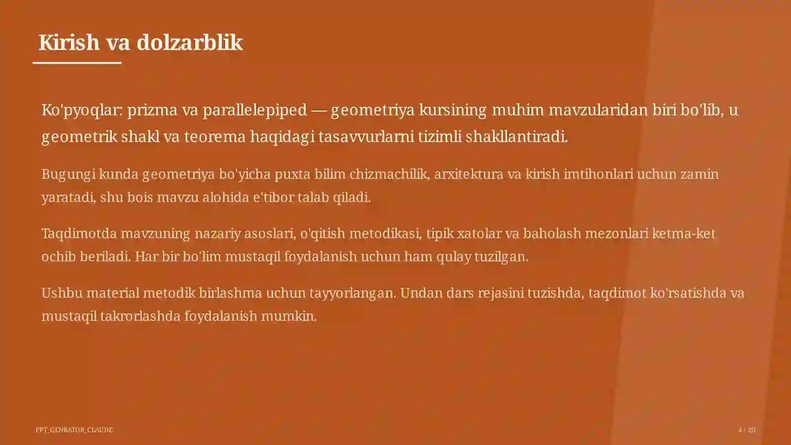 Ko'pyoqlar: prizma va parallelepiped (10-sinf) 4