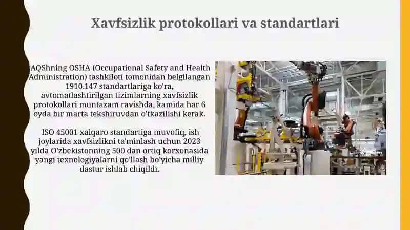Avtomatlashtirish va ishchilar xavfsizligi: inson omili o'rniga texnika? 4