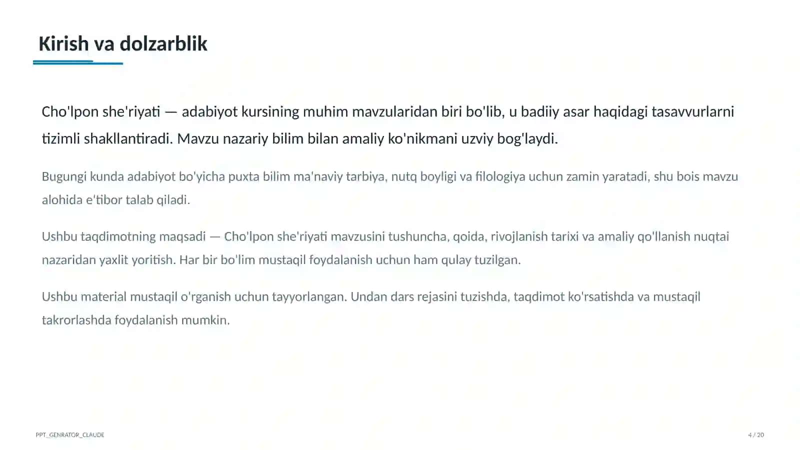 Cho'lpon she'riyati (7-sinf) 4